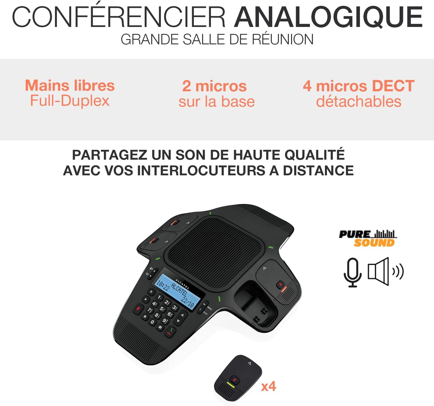 ALCATEL Conference 1800 - Système de conférence analogique de Haute qualité Audio