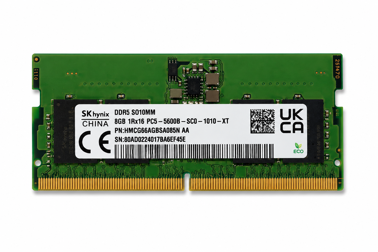 Barrette RAM SK hynix 8 Go DDR5 5600MHz SO-DIMM PC5-5600B Laptop