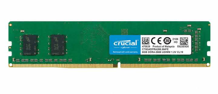 Barrette RAM Crucial 8 Go DDR4 2666MHz UDIMM CL19 Desktop