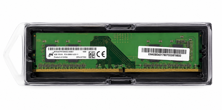 Barrette RAM Micron 4 Go DDR4 2666MHz PC4-2666V UDIMM Desktop