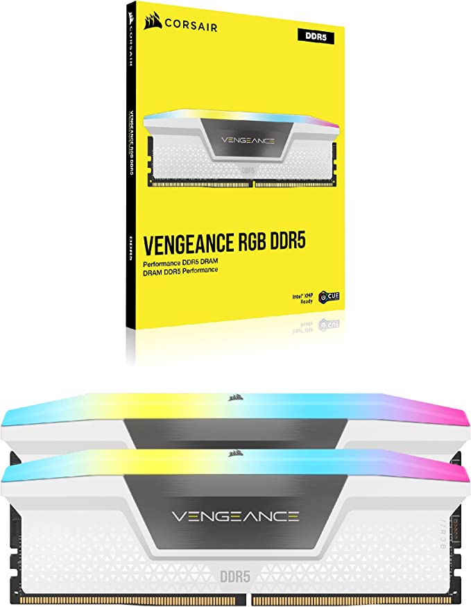CORSAIR VENGEANCE® RGB DDR5 32Go (2x16Go) 6000MT/s CL30 – Blanc